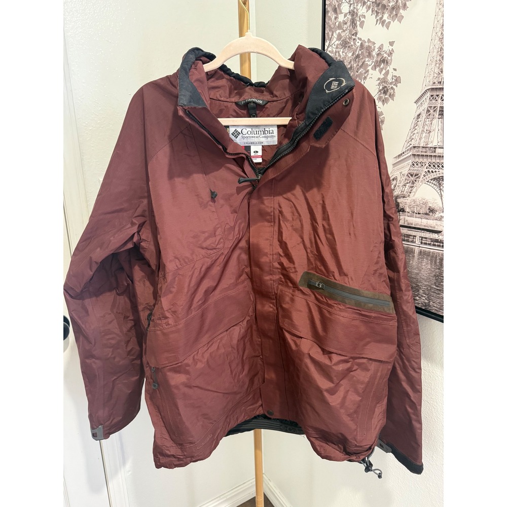 Columbia Titanium Omni-Tech Interchange Jacket Mens Large Burgundy‎ SM2175 Shell